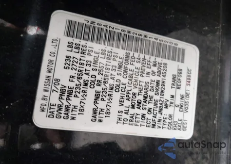 2009 Nissan Murano S from USA, damaged, VIN JN8AZ18W29W145208